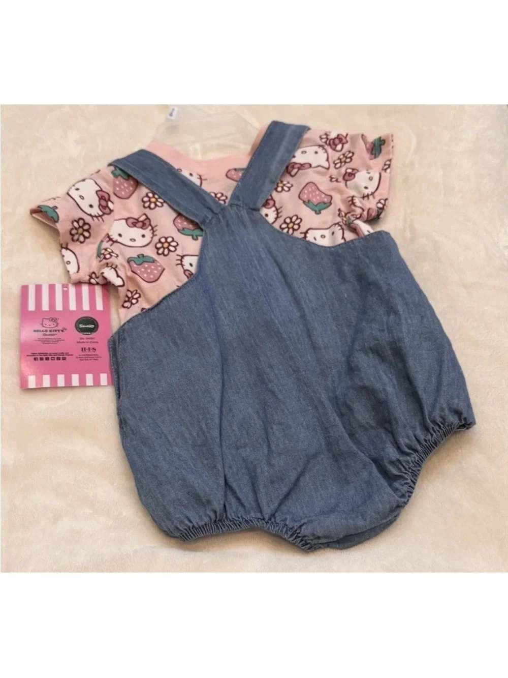 Hello Kitty Infant 3/6 mo. Denim Overall Shorts & T-shirt Set
